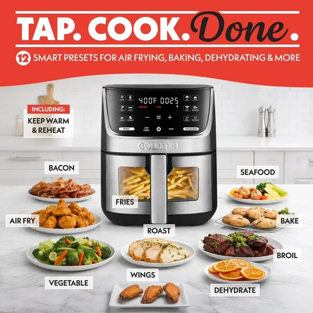 Gourmia 7 QT Digital Air Fryer w/ Easy View Window 12-One Touch GASF764 NEW!